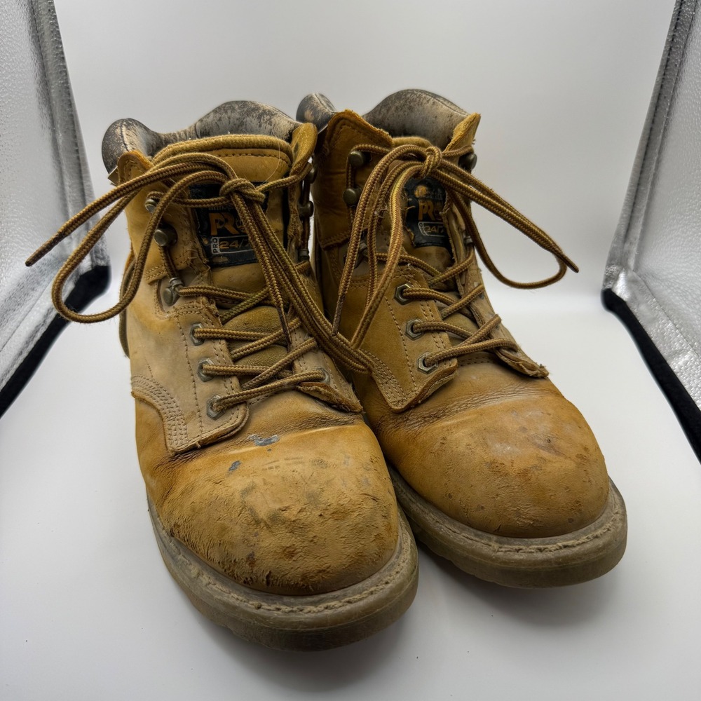 Timberland PRO 24/7 Series Mens 9M Wheat Leather Soft Toe Work Boots 26068